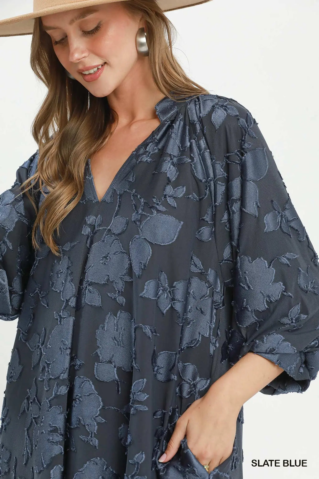Velvet Floral Textured Babydoll Mini Dress