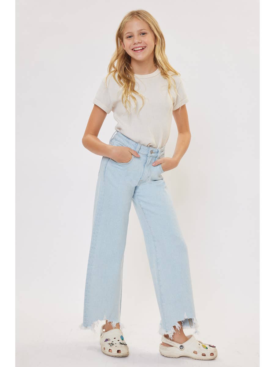 Kids High Rise Wide Leg Jeans