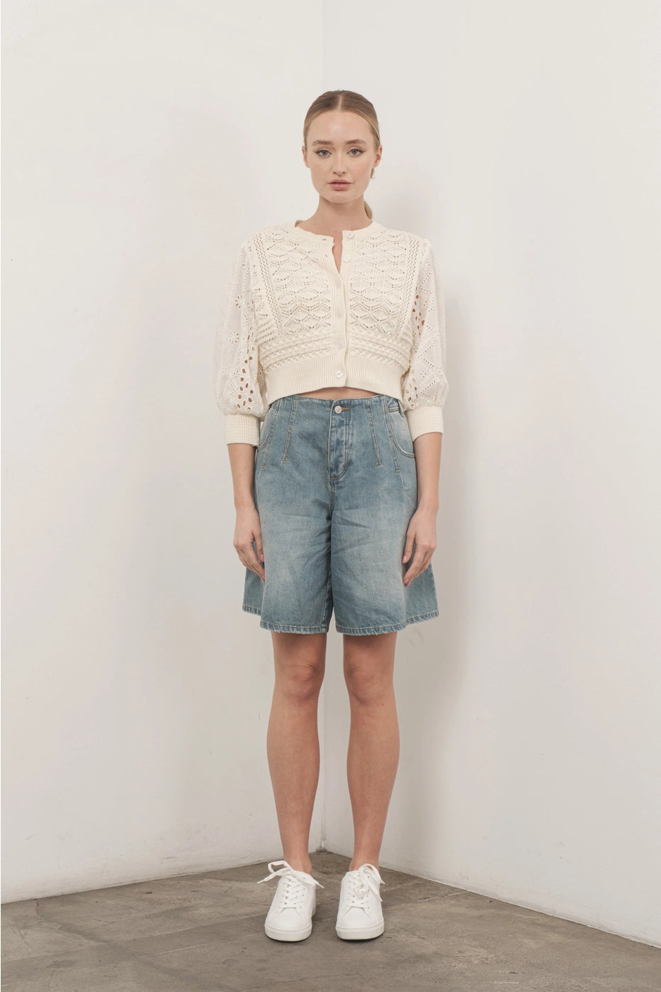 Hendry 3/4 Sleeves See Through Cardigan