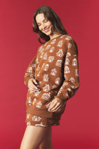 Ginger House Printed Fleeced Terry Sweatshirt Set