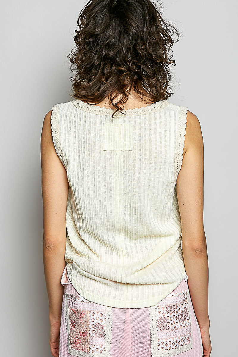Round Neck Sleeveless Rib Knit Top