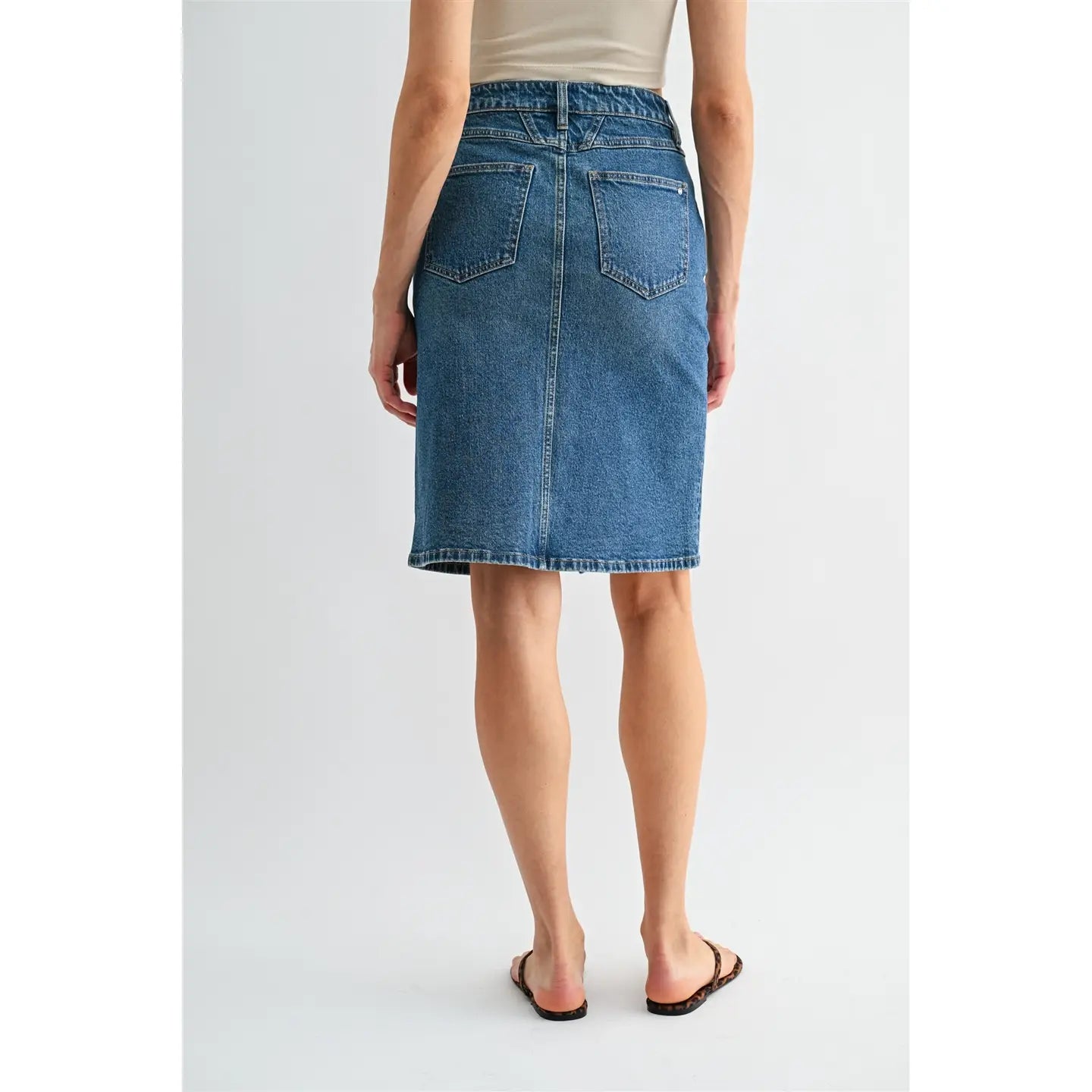 High-Rise Midi Skirt Front Yoke