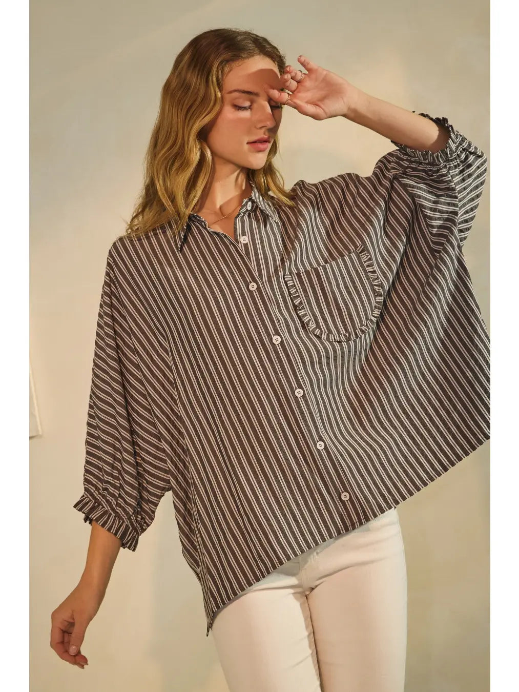 Striped Button Down Oversized Shirt