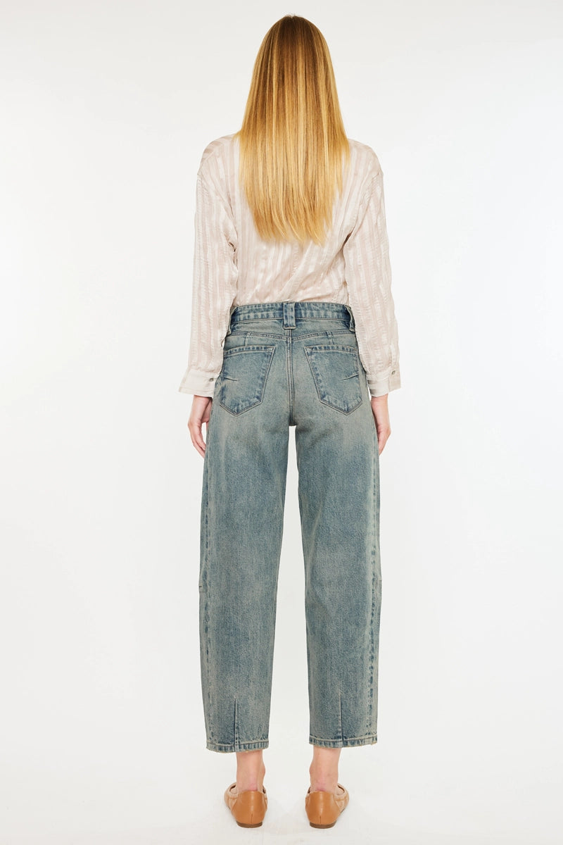 High Rise Slim Barrel Jeans