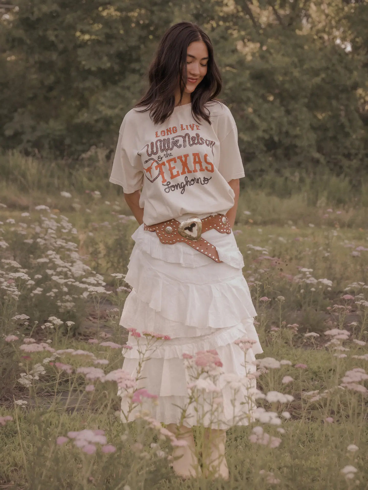 Long Live Willie Nelson & Texas Longhorns Thrifted Tee
