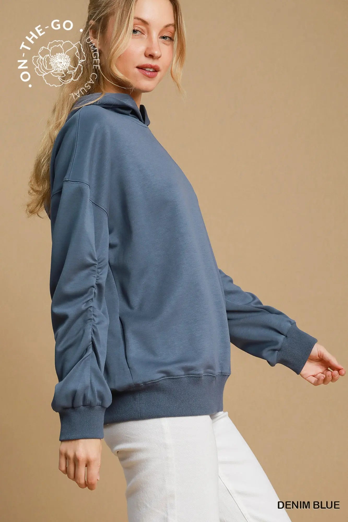 Luxeknit Rutched Sleeve Hoodie