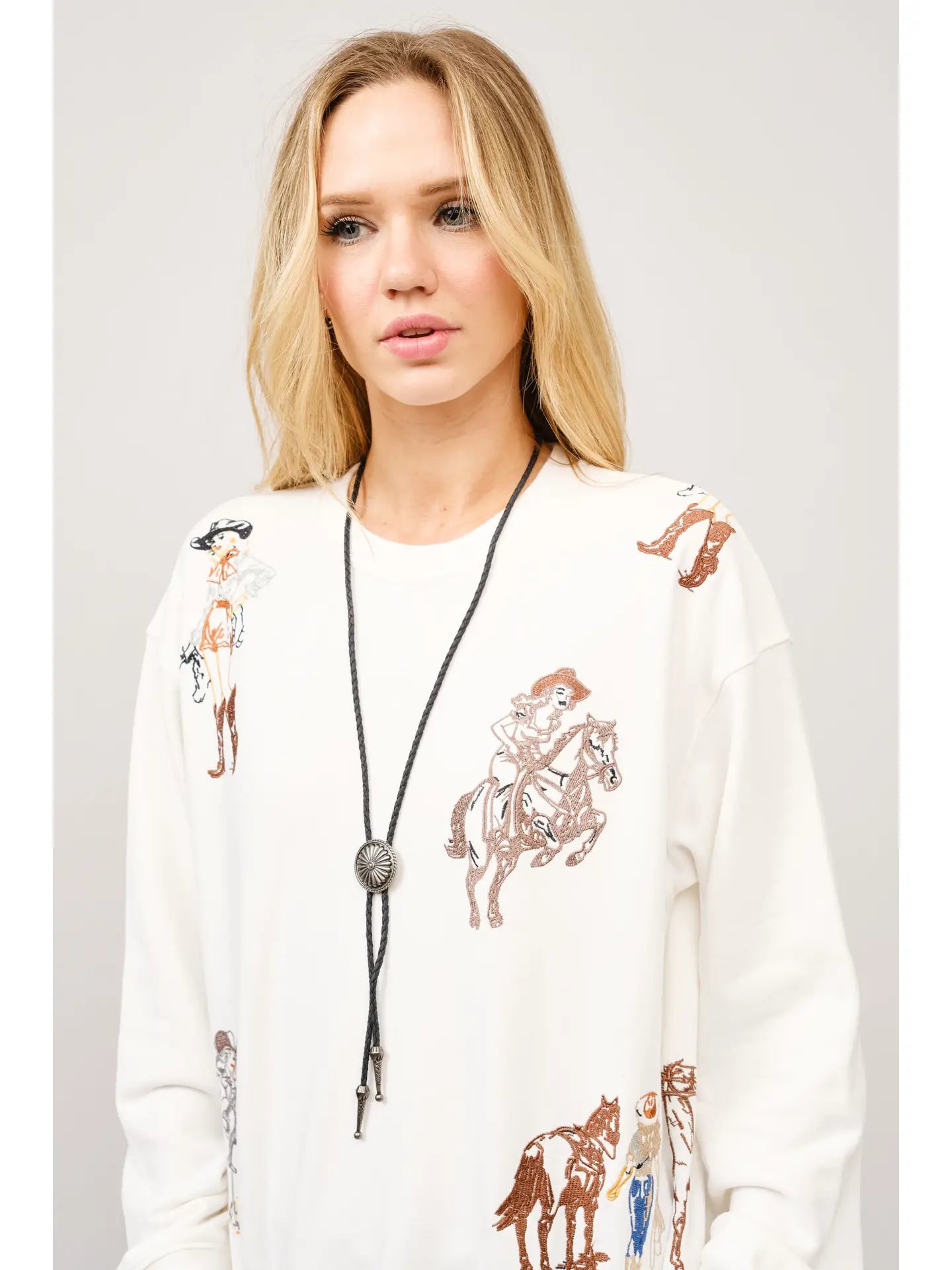 Western Motif Embroidered Graphic Sweatshirt