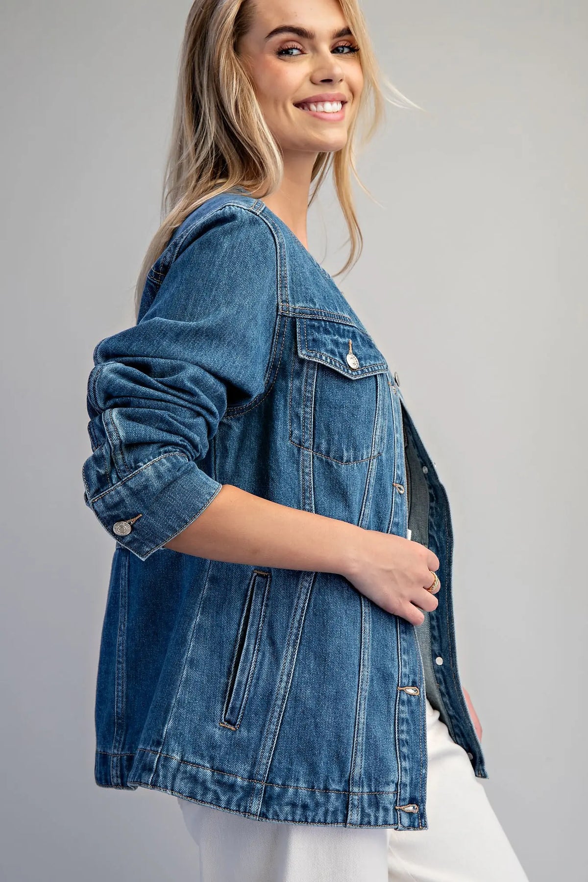 Denim Round Neck Jacket