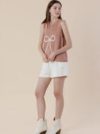 Embroidery Ribbon Knit Sweater Tank
