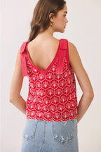 Eyelet Bow Strap Top