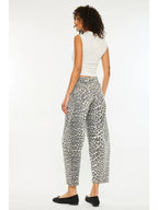 High Rise Leopard Horseshoe Jeans