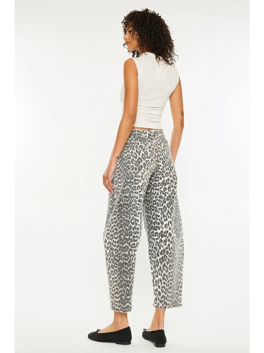 High Rise Leopard Horseshoe Jeans
