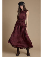 Plaid Ruffle Trim Smocked Maxi Dress
