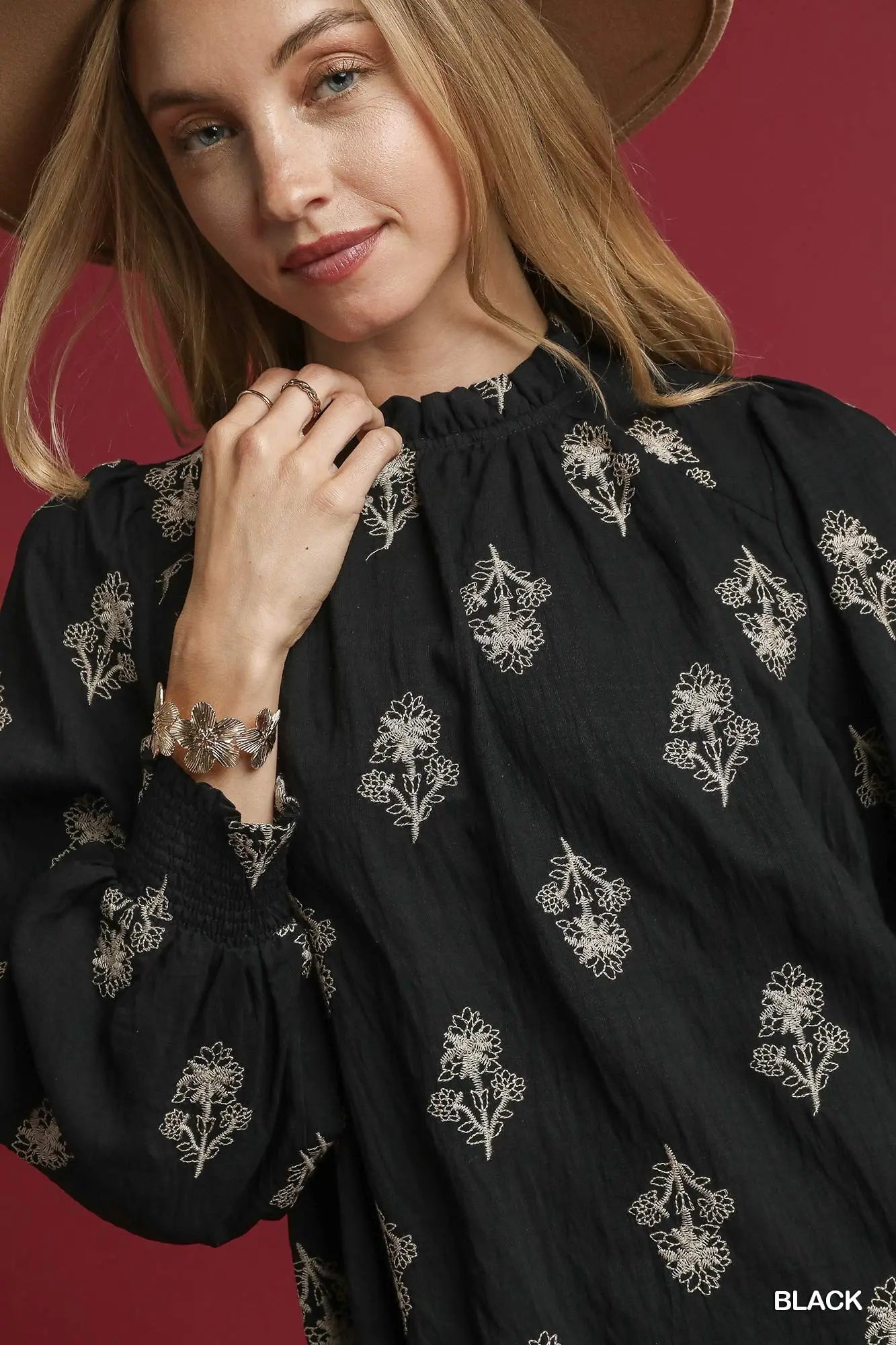 Embroidered Long Sleeve Mini Dress