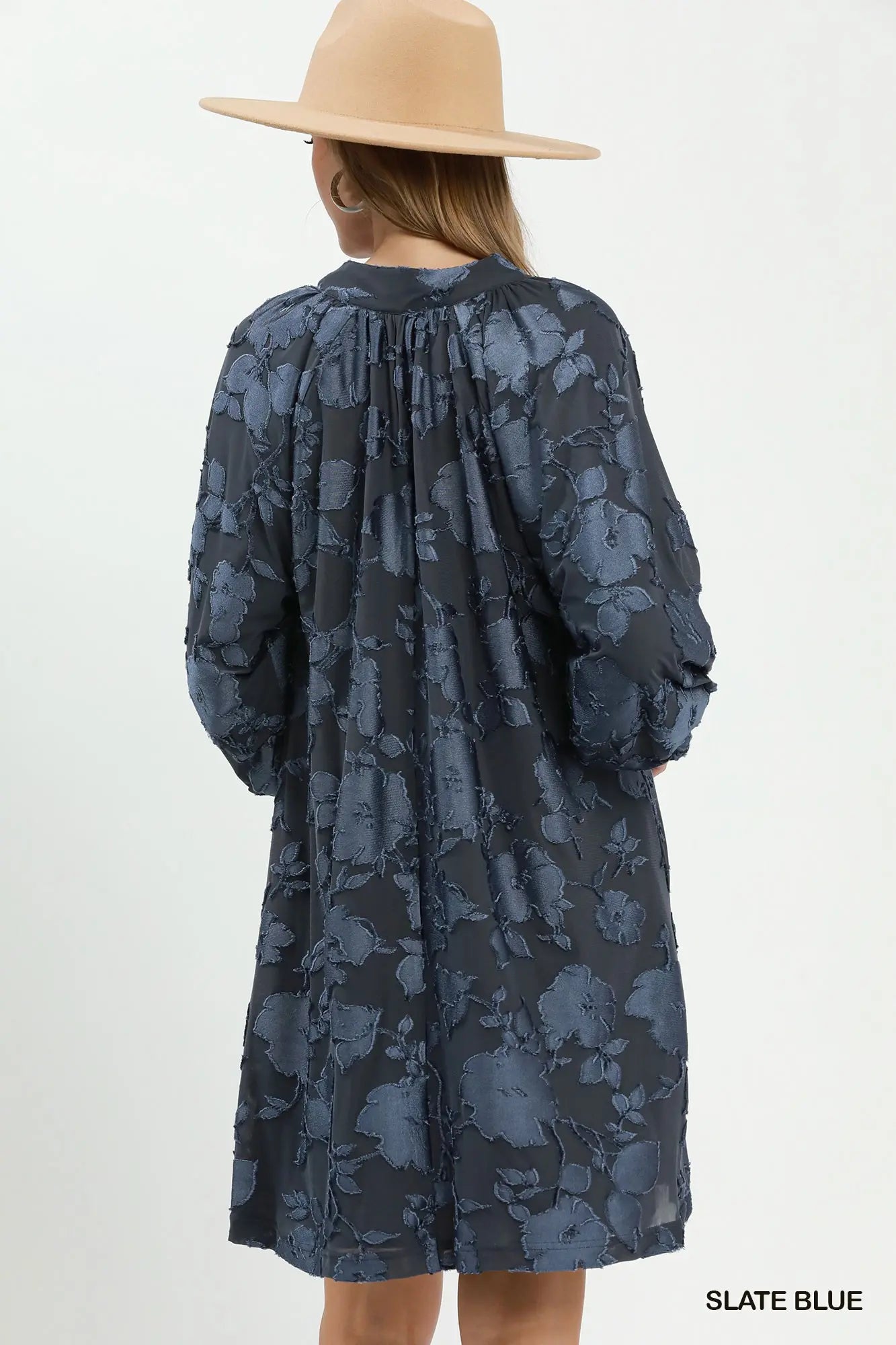 Velvet Floral Textured Babydoll Mini Dress