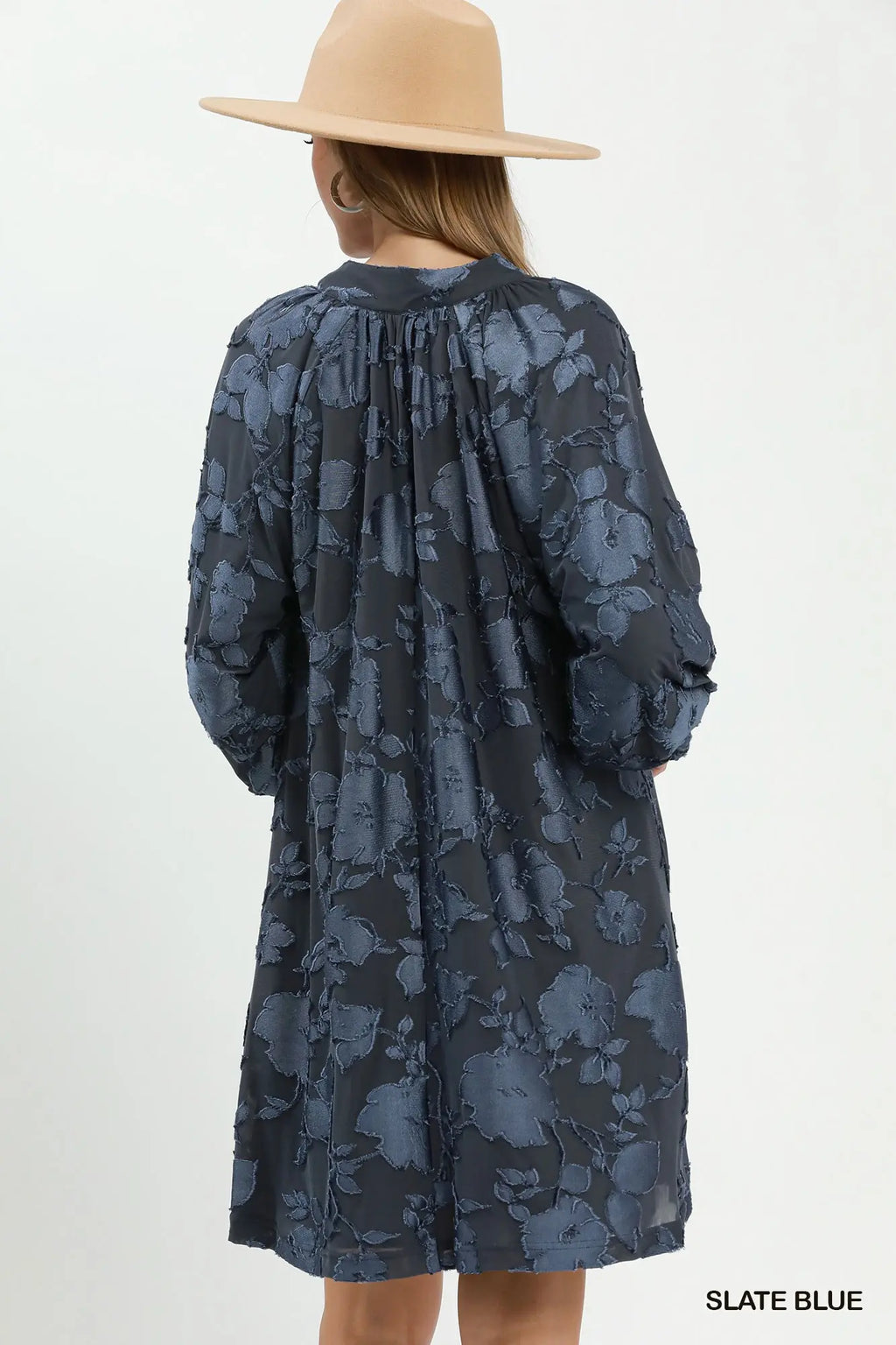 Velvet Floral Textured Babydoll Mini Dress