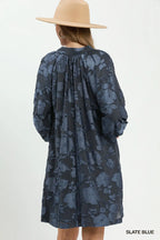 Velvet Floral Textured Babydoll Mini Dress