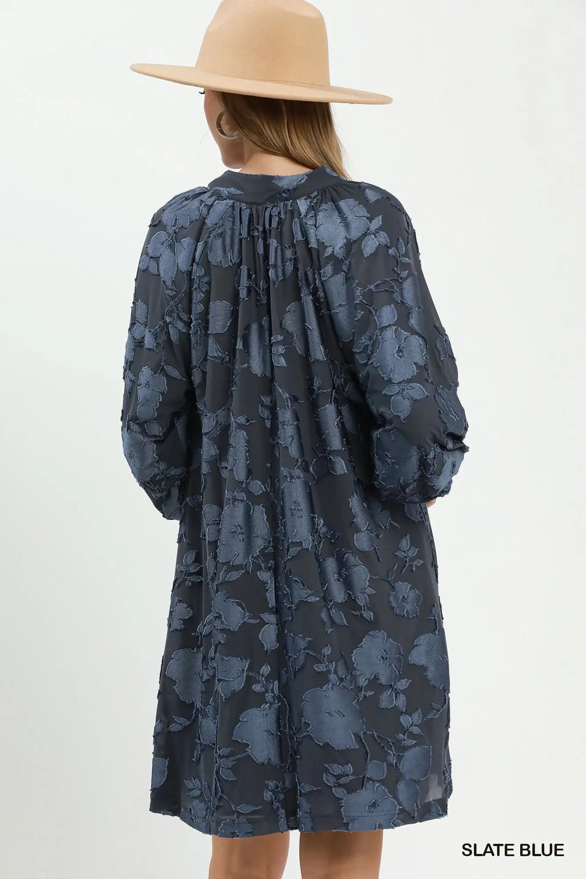 Velvet Floral Textured Babydoll Mini Dress