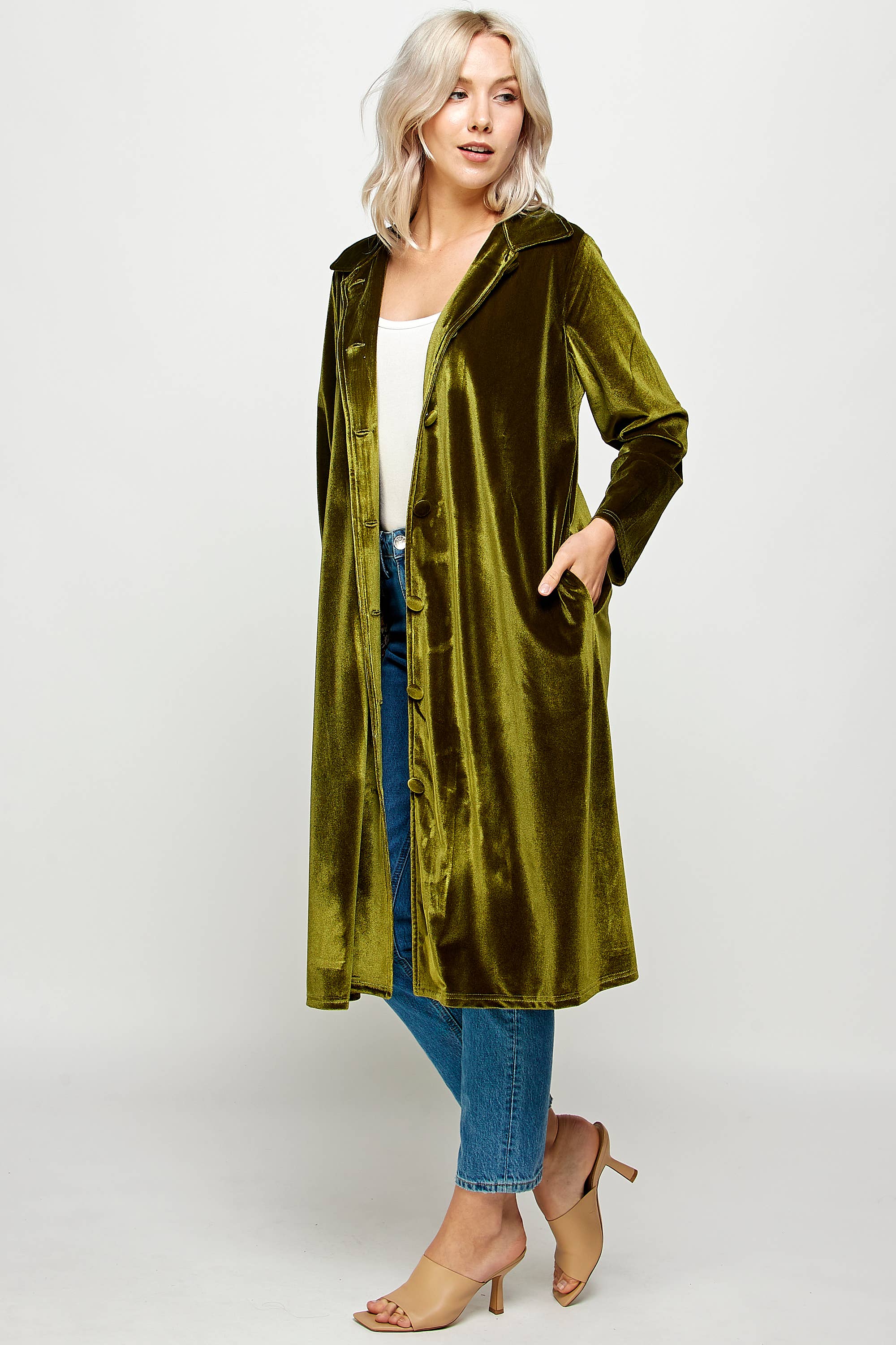 Long Sleeve Velvet Duster