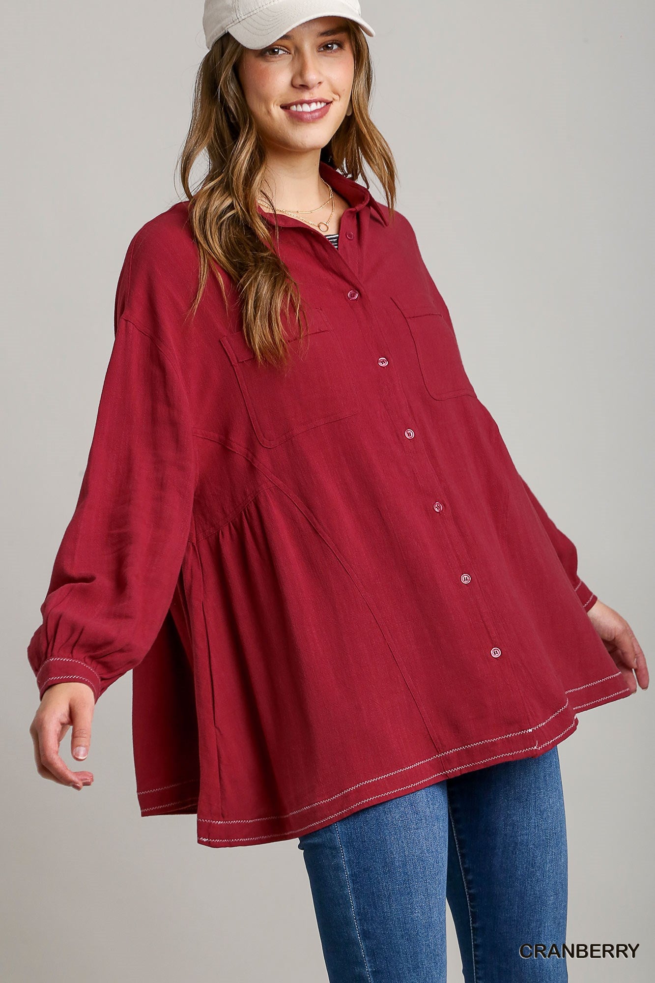 Linen Blend Button Down Tunic
