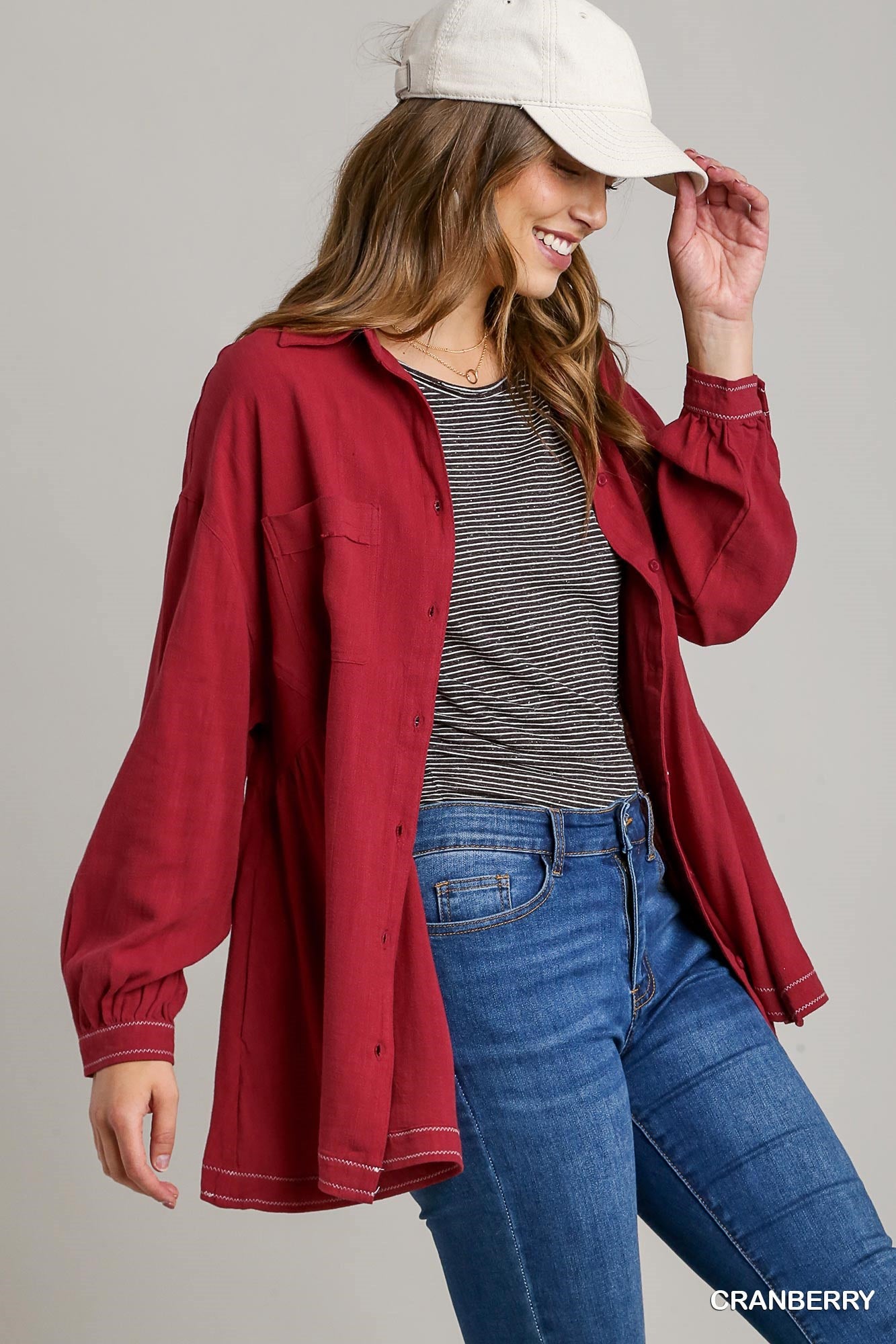 Linen Blend Button Down Tunic