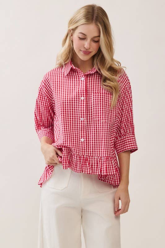 Gingham Button-Up Shirt