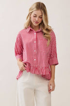 Gingham Button-Up Shirt