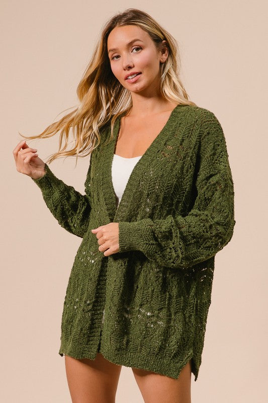 Long Pointelle Cardigan