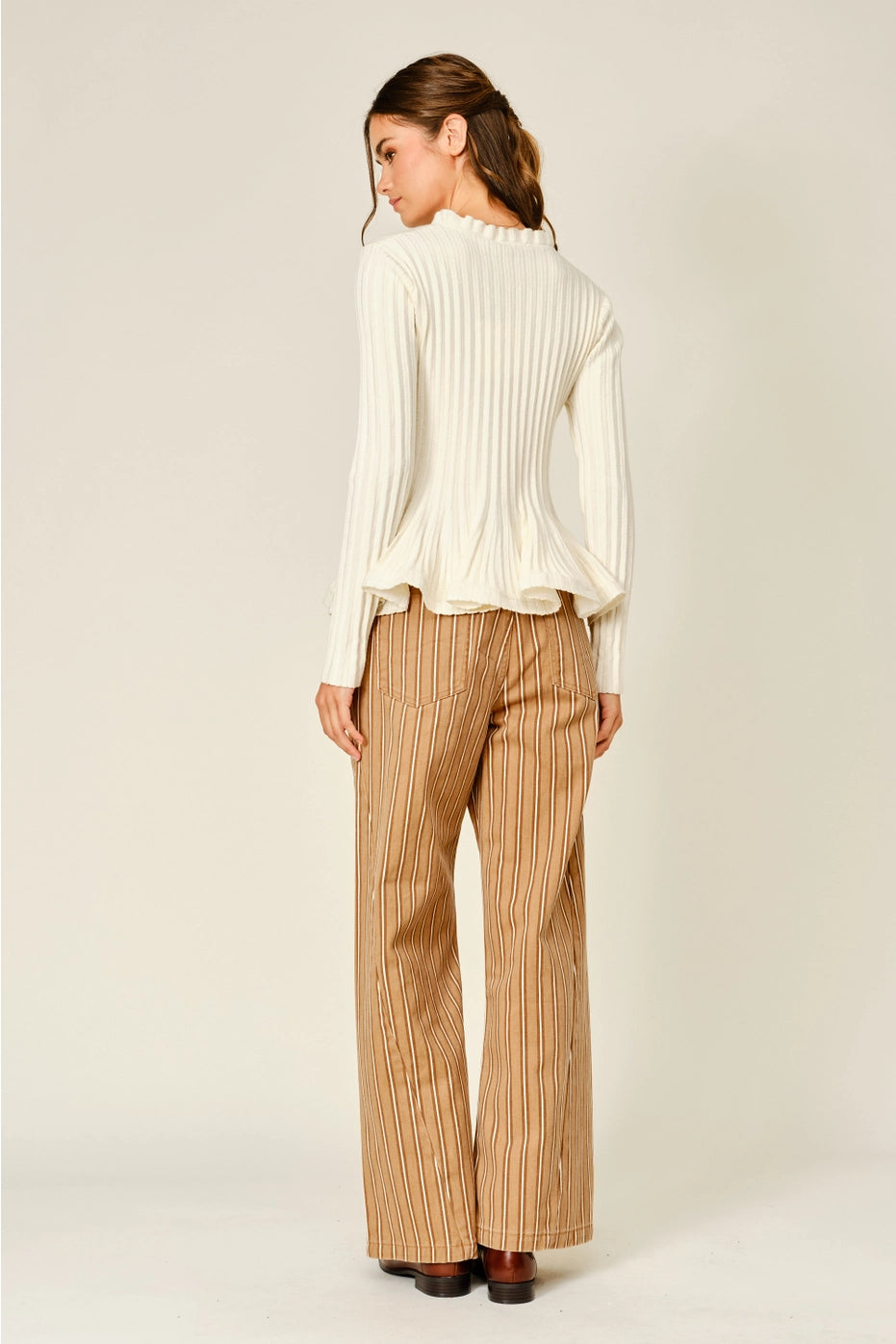 Flare Ruffle Neck Sweater Top