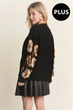 Plus Crochet Puff Sweater Cardigan