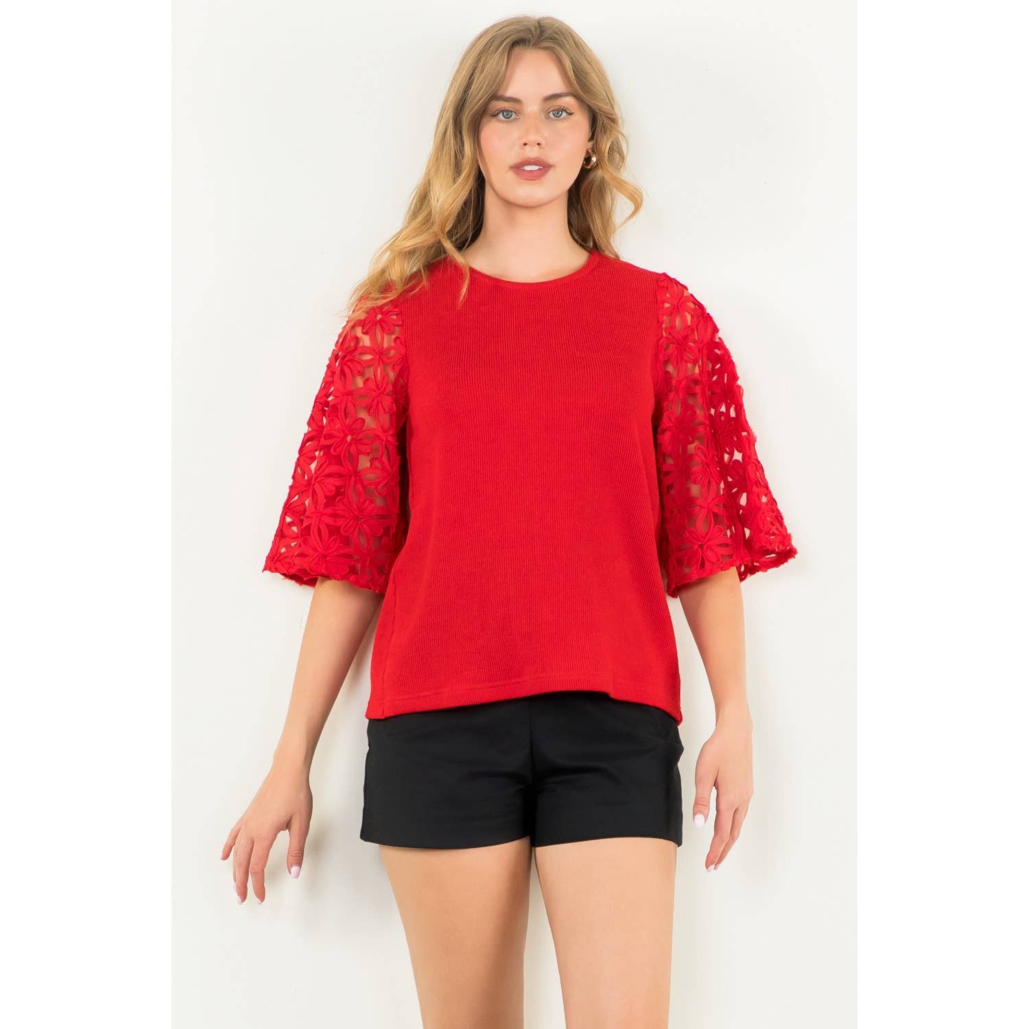 Flower Detail Sleeve Top