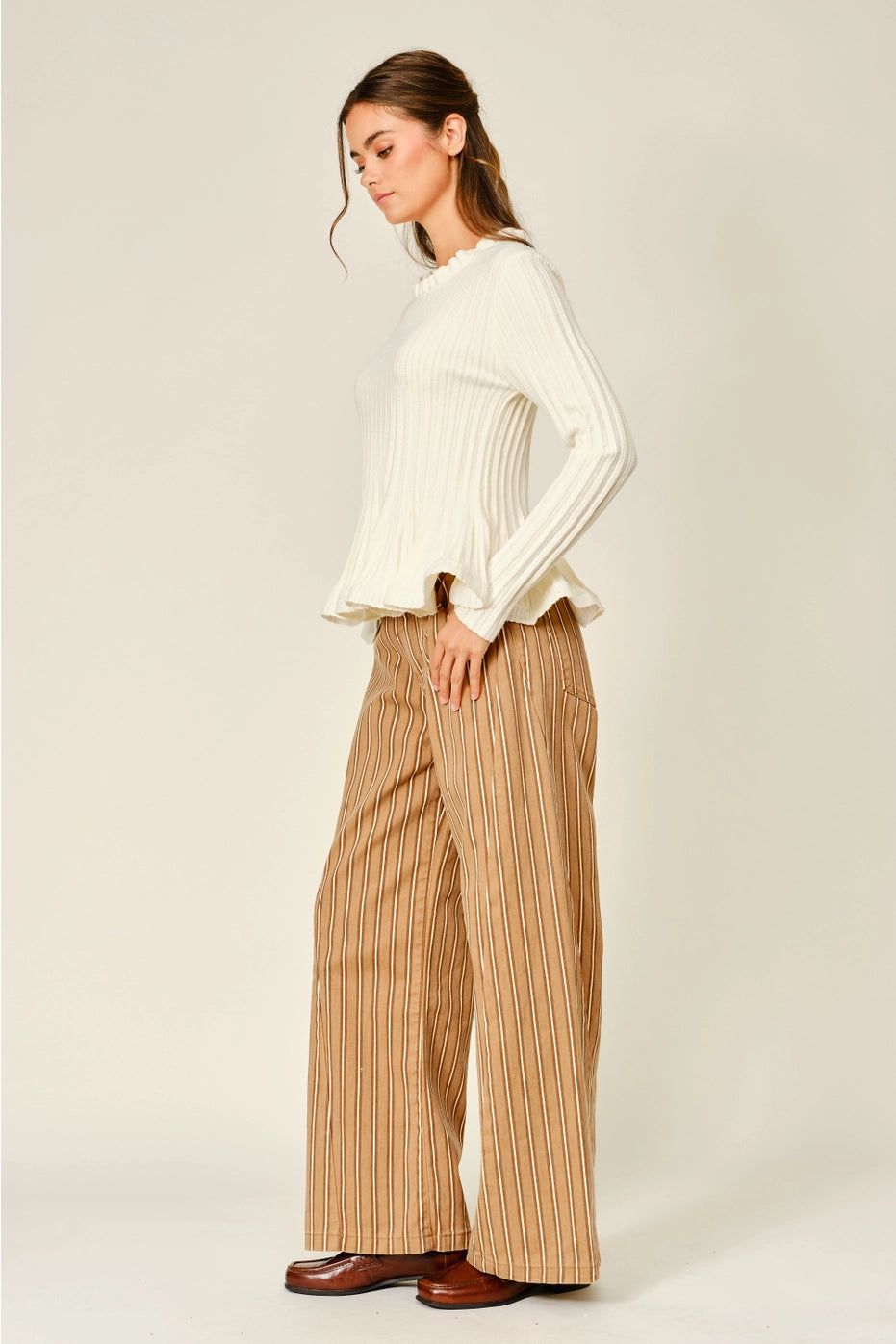 Flare Ruffle Neck Sweater Top