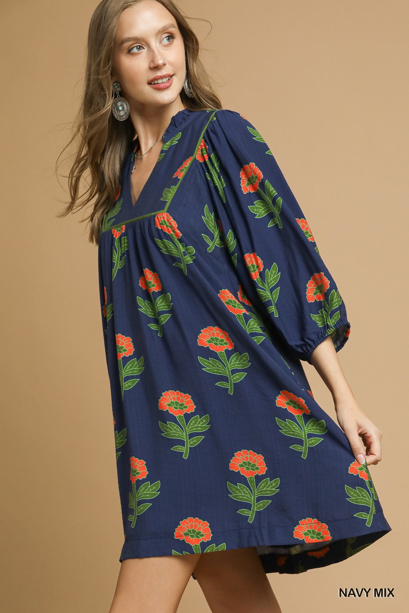 Floral Print Babydoll Tunic Dress