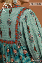 Mixed Floral Border Print Babydoll Blouse