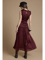 Plaid Ruffle Trim Smocked Maxi Dress