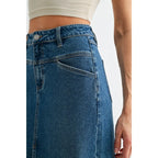 High-Rise Midi Skirt Front Yoke