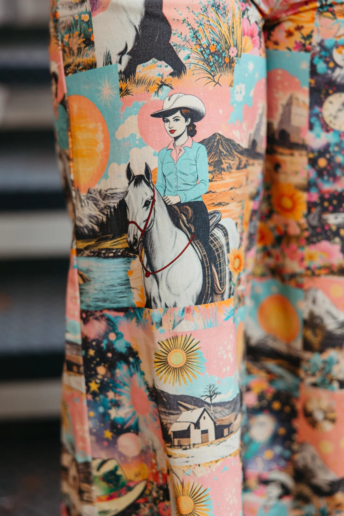 Pink Western Collage Extreme Wide Legged Pant