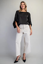 Solid Balloon Sleeve Blouse