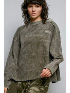 Mixed Panel Thermal Vintage Wash Shirt