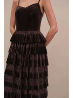 Velvet Pleated Tier Dress