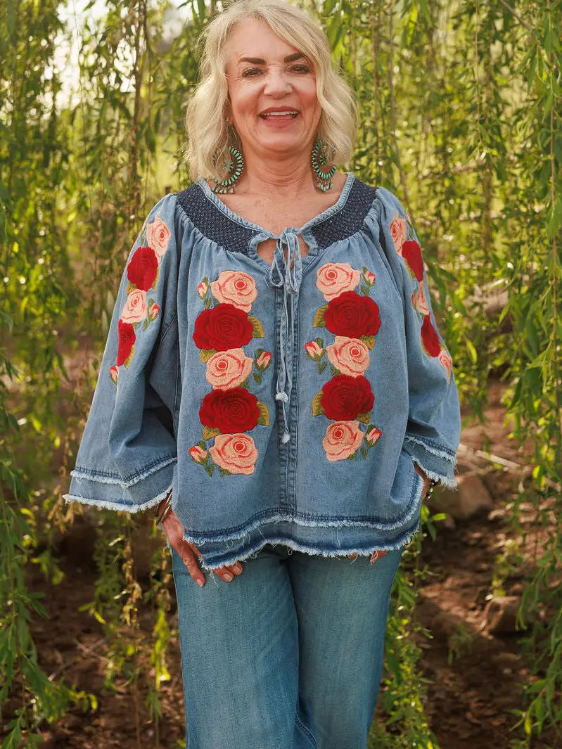 Denim and Rose Top