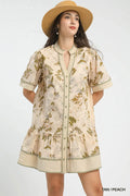 Botanical Print V-Neck Dress