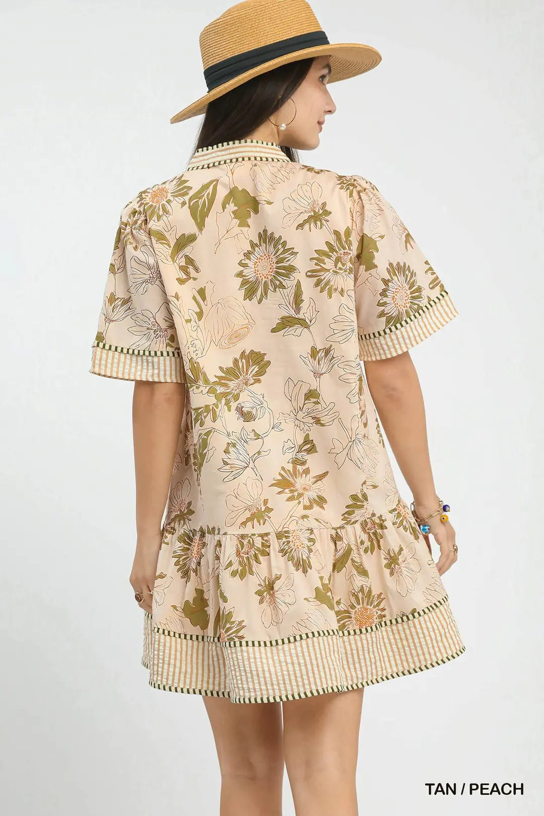 Botanical Print V-Neck Dress