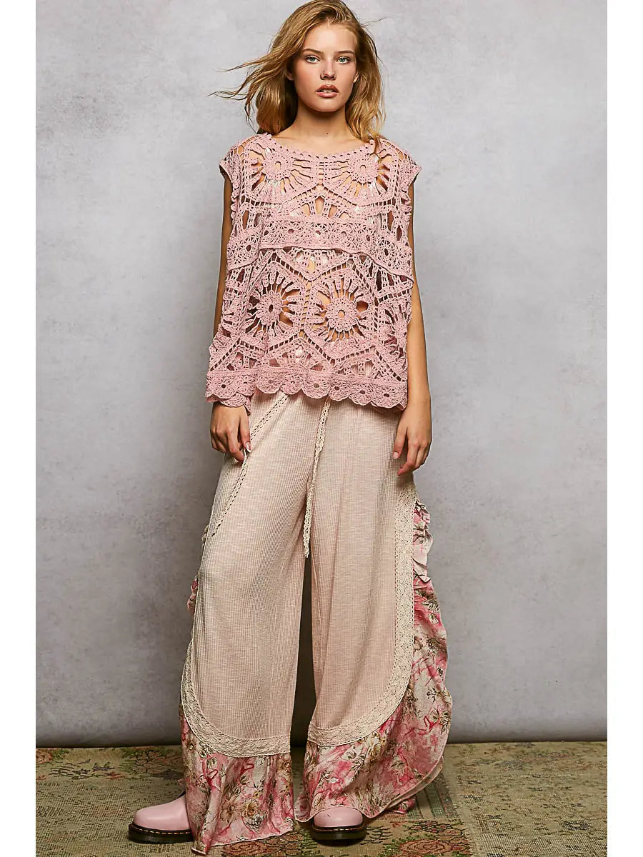 Bohemian Crochet Relaxed Sleeveless Top