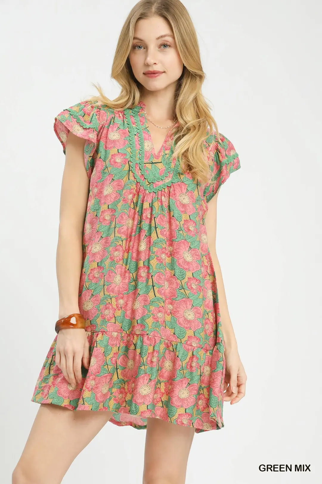 Abstract Print Tiered Mini Dress