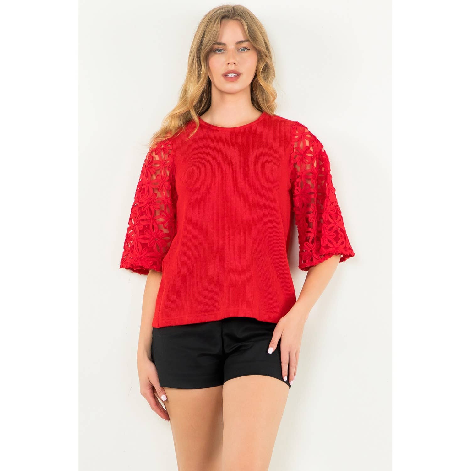 Flower Detail Sleeve Top