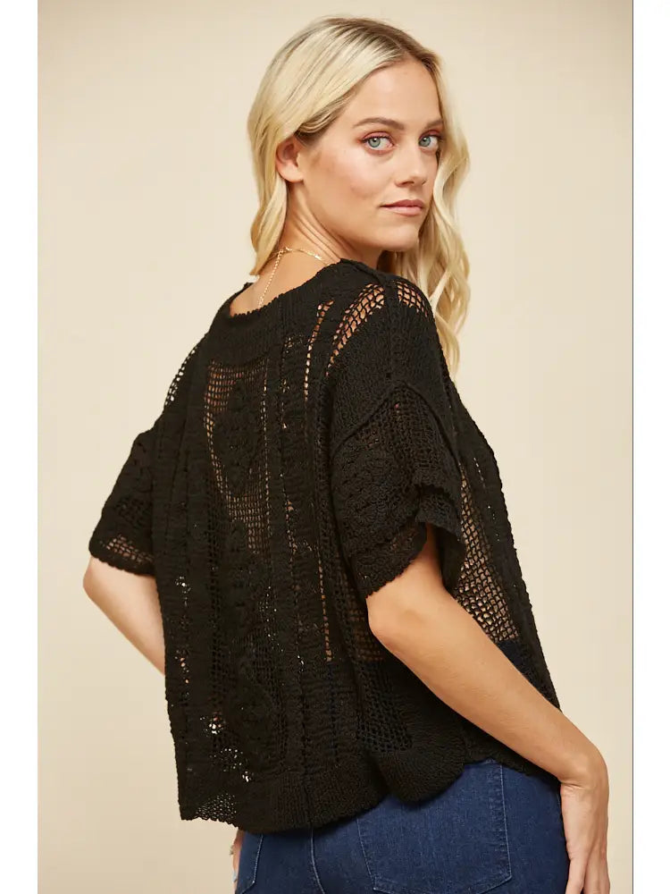 Boho crochet knit top