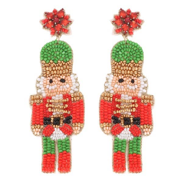 NUTCRACKER CHRISTMAS BEADED EARRINGS