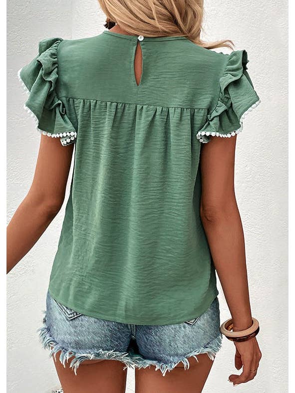 Ruffled Mock Neck Top