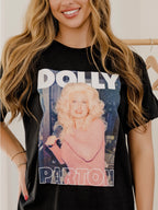 Dolly Parton Pink Black Thrifted Licensed Graphic Tee